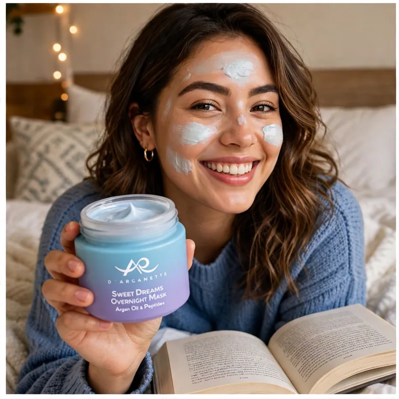 Person enjoying the Sweet Dreams Overnight Mask — glow check photo