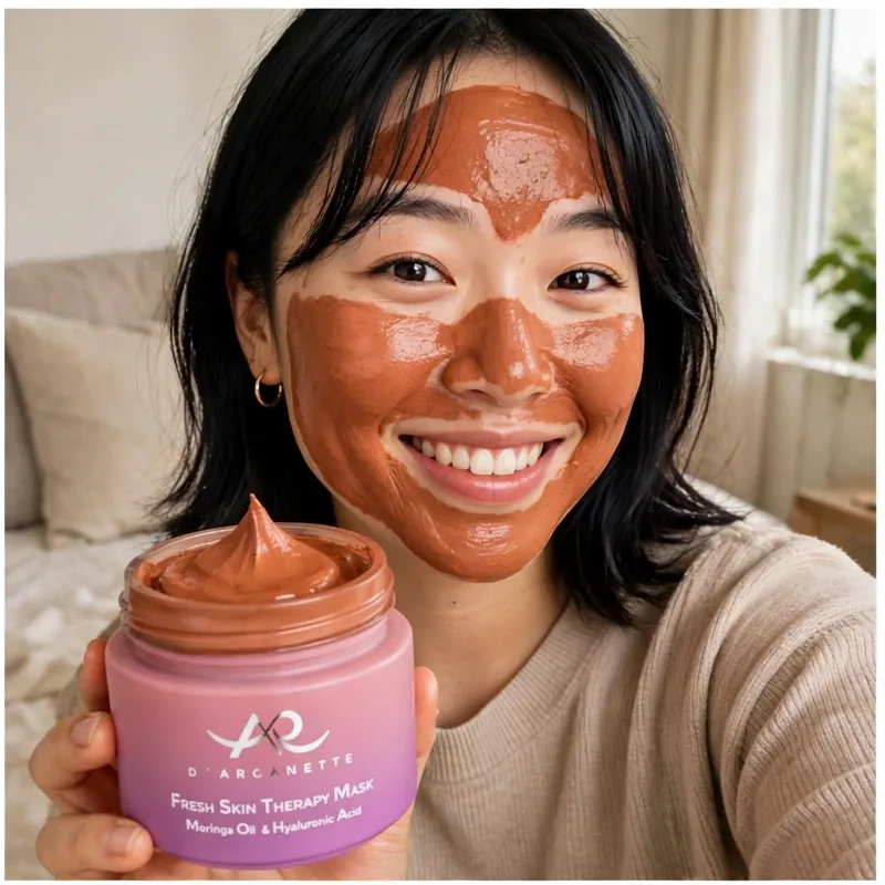 Person enjoying the Fresh Skin Therapy Mask — glow check photo