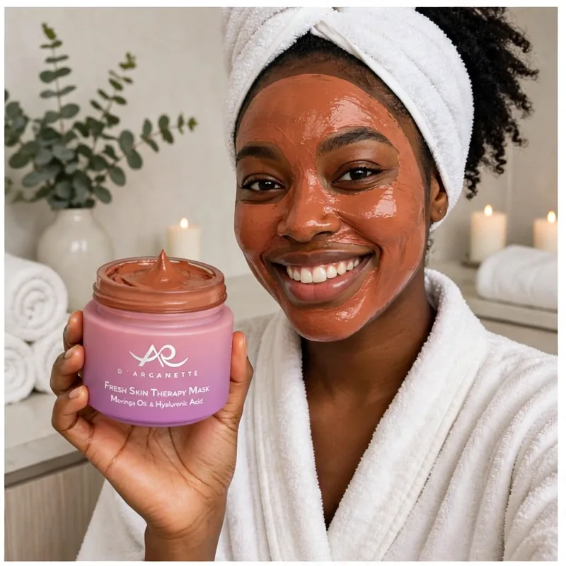 Person enjoying the Fresh Skin Therapy Mask — glow check photo