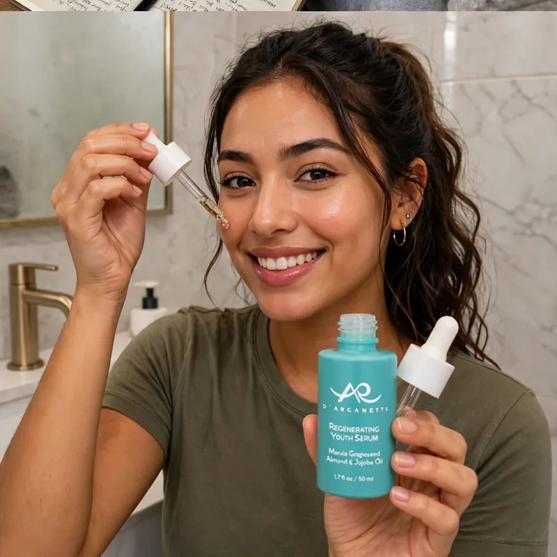 Person enjoying the Regenerating Youth Serum — glow check photo