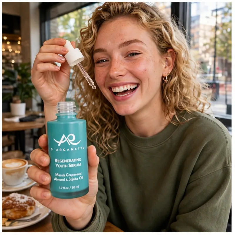 Person enjoying the Regenerating Youth Serum — glow check photo