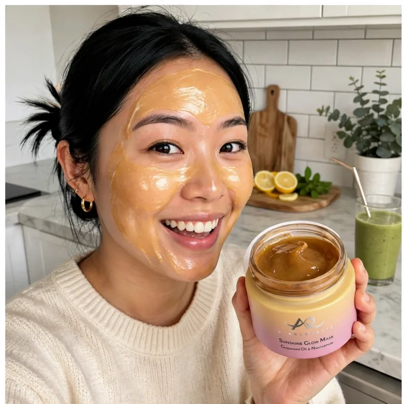 Person enjoying the Sunshine Glow Mask — glow check photo